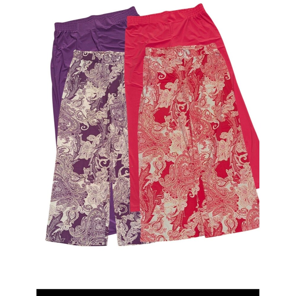 Boho Resort Palazzo Pull On Pants Paisley Wide Leg Lot of 4 IMAN Size‎ LP